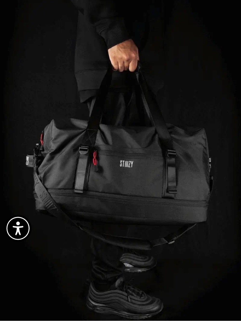 Stiiizy Black Men's Duffel Bag – Versatile Travel & Gym Carry - Smell proof